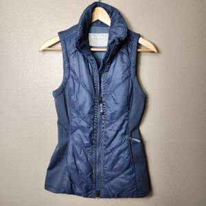 Athleta Rock Ridge Slate Blue Quilted PrimaLoft Full Zip Vest-Size XXS